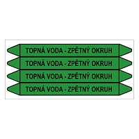 Značení potrubí, topná voda - zpětný okruh,4 ks, 250 × 26 mm